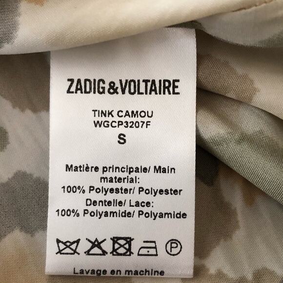 Zadig & Voltaire Size S Small Tink Camou Long Sleeved High Low Blouse - Picture 5 of 6